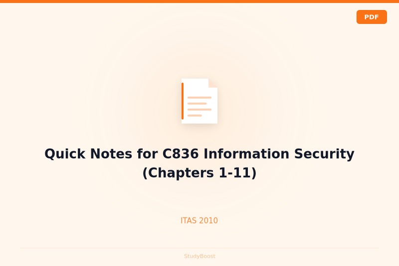 Quick Notes for C836 Information Security (Chapters 1-11)