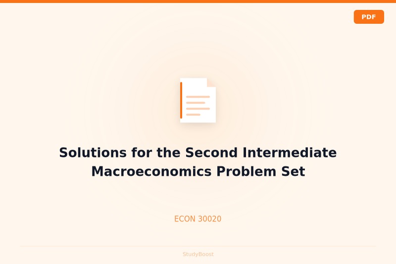 Solutions for the Second Intermediate Macroeconomics Problem Set