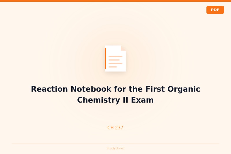 Reaction Notebook for the First Organic Chemistry II Exam