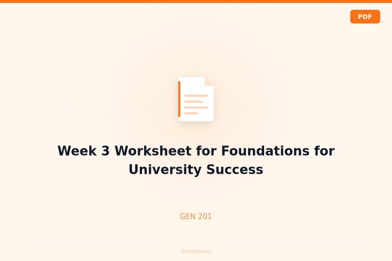 Week 3 Worksheet for Foundations for University Success
