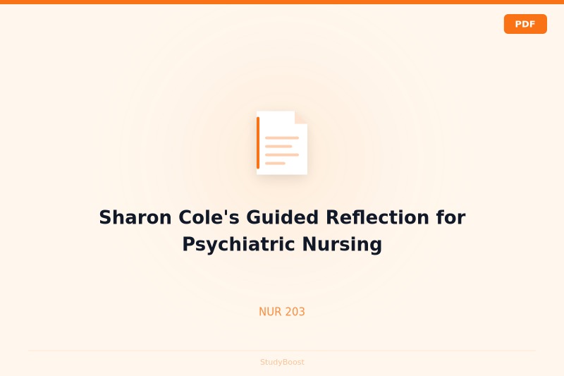 Sharon Cole's Guided Reflection for Psychiatric Nursing