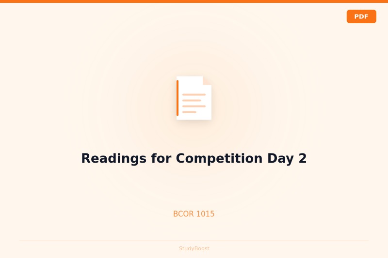 Readings for Competition Day 2