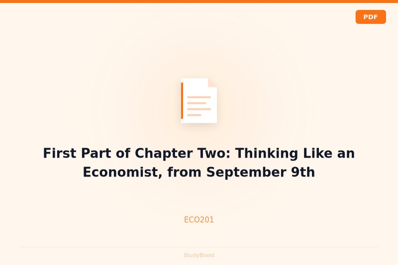 First Part of Chapter Two: Thinking Like an Economist, from September 9th
