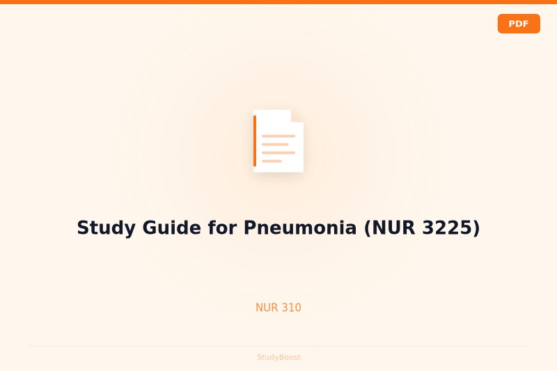 Study Guide for Pneumonia (NUR 3225)