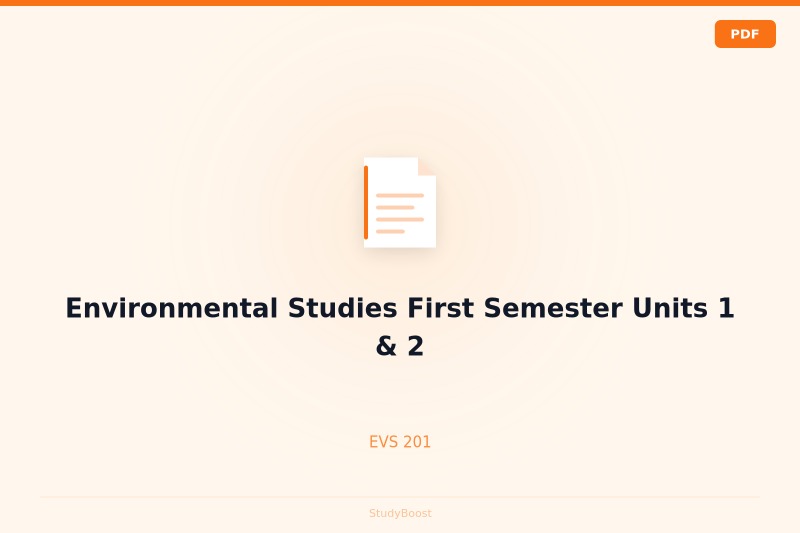 Environmental Studies First Semester Units 1 & 2