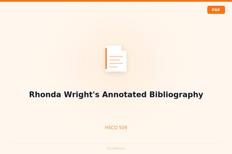 Rhonda Wright's Annotated Bibliography