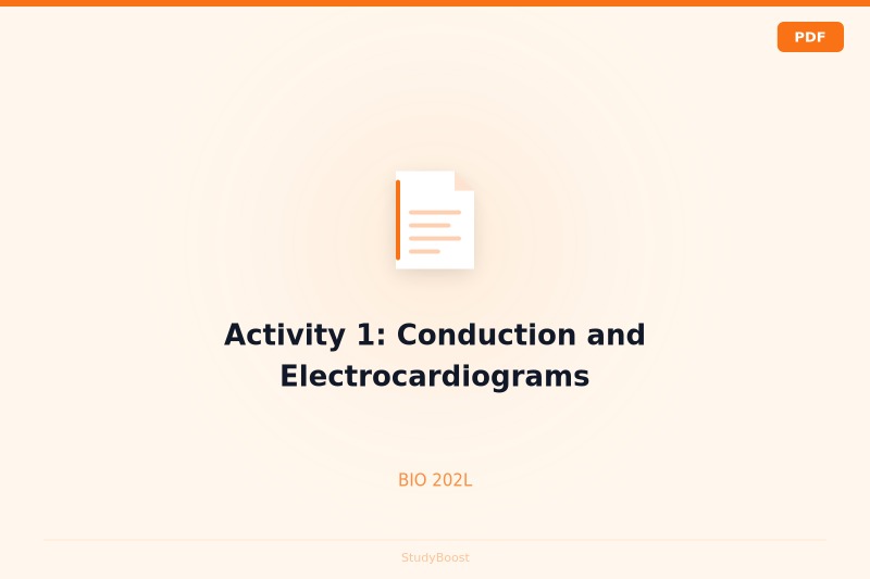 Activity 1: Conduction and Electrocardiograms
