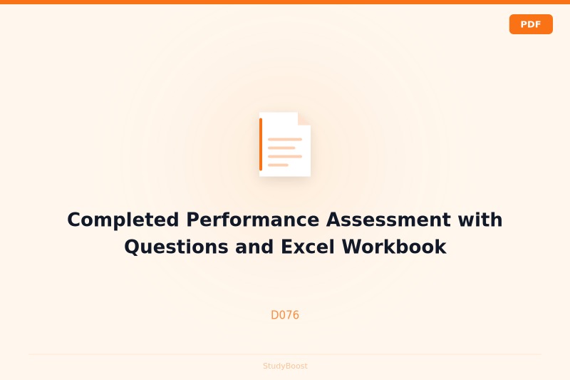 Completed Performance Assessment with Questions and Excel Workbook