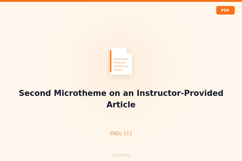 Second Microtheme on an Instructor-Provided Article