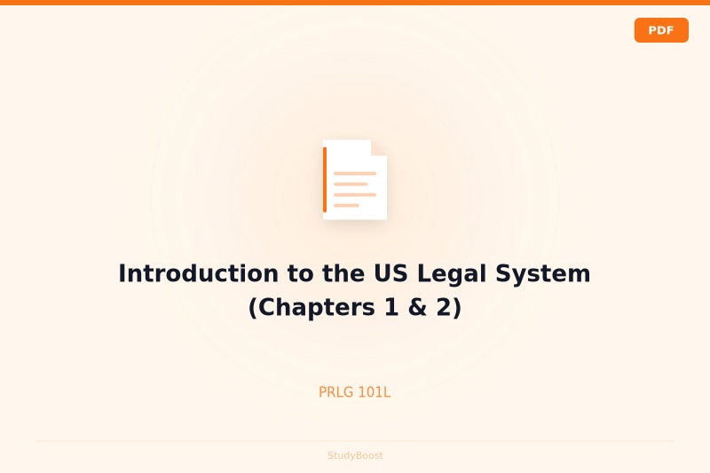 Introduction to the US Legal System (Chapters 1 & 2)