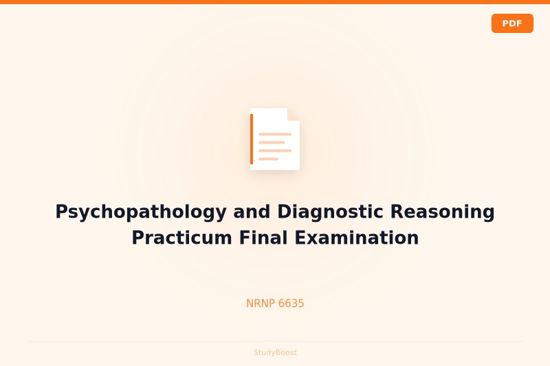 Psychopathology and Diagnostic Reasoning Practicum Final Examination