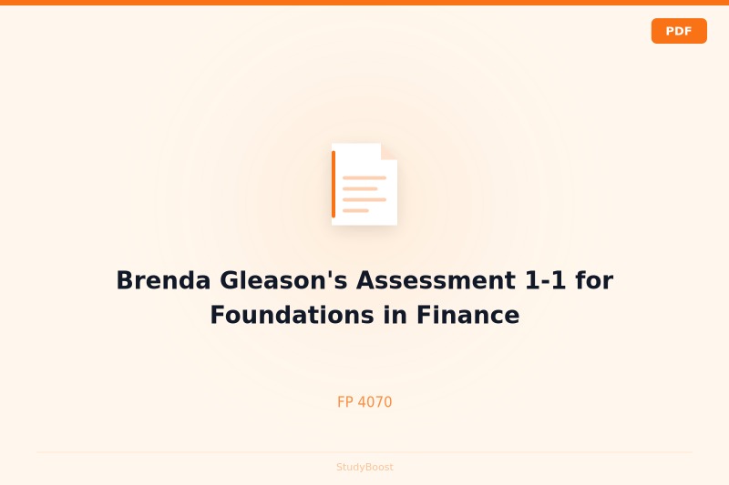 Brenda Gleason's Assessment 1-1 for Foundations in Finance