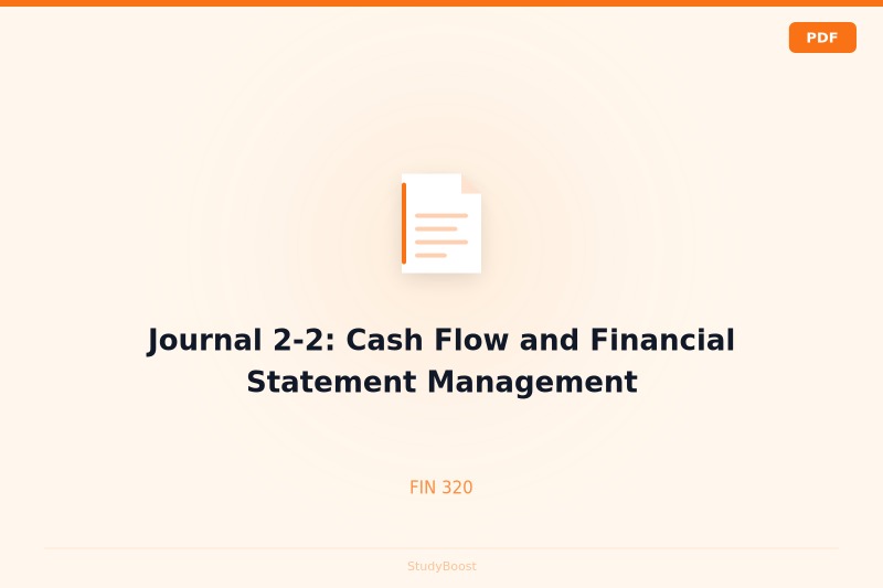 Journal 2-2: Cash Flow and Financial Statement Management