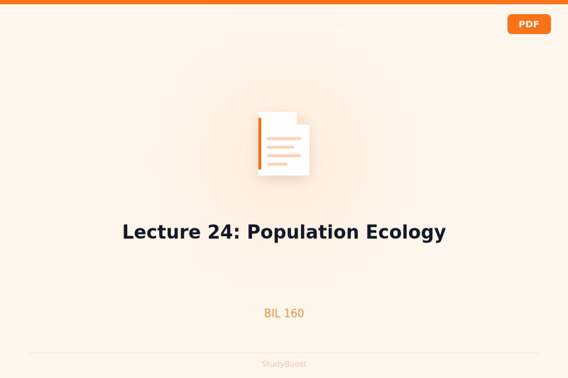 Lecture 24: Population Ecology