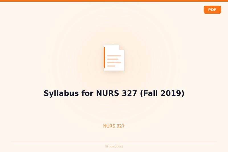 Syllabus for NURS 327 (Fall 2019)
