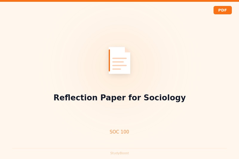 Reflection Paper for Sociology