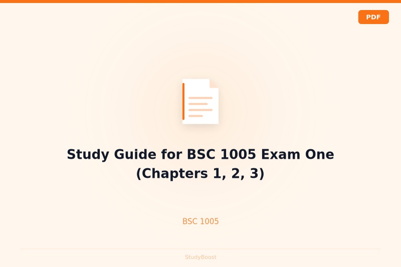 Study Guide for BSC 1005 Exam One (Chapters 1, 2, 3)