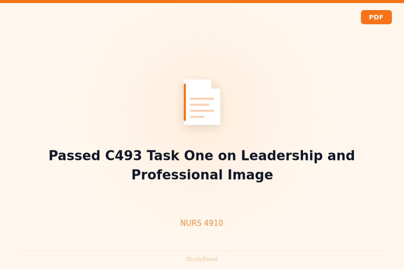 Passed C493 Task One on Leadership and Professional Image