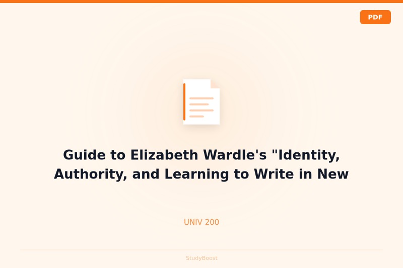 Guide to Elizabeth Wardle's "Identity, Authority, and Learning to Write in New Workplaces"