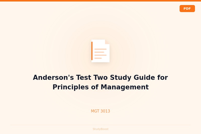 Anderson's Test Two Study Guide for Principles of Management