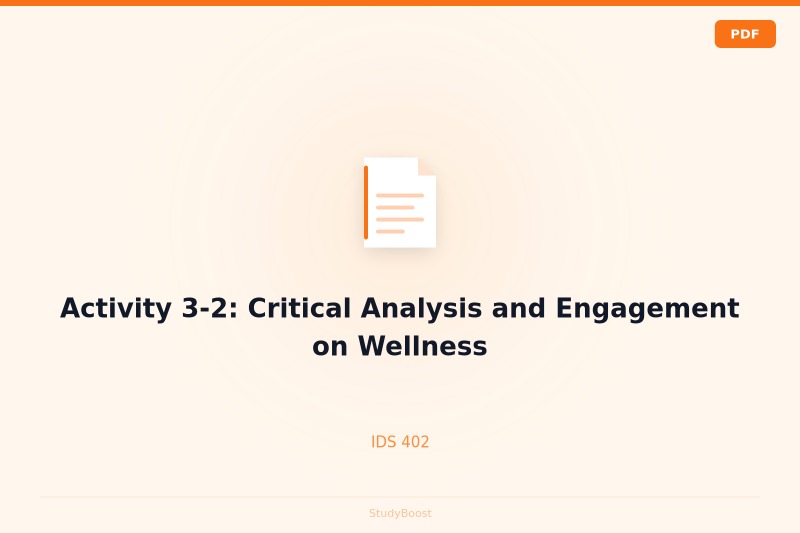 Activity 3-2: Critical Analysis and Engagement on Wellness