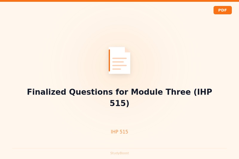 Finalized Questions for Module Three (IHP 515)