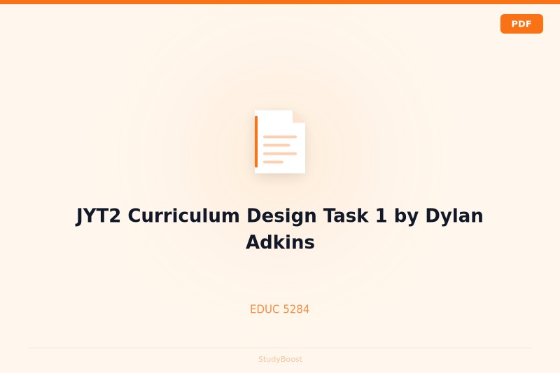 JYT2 Curriculum Design Task 1 by Dylan Adkins