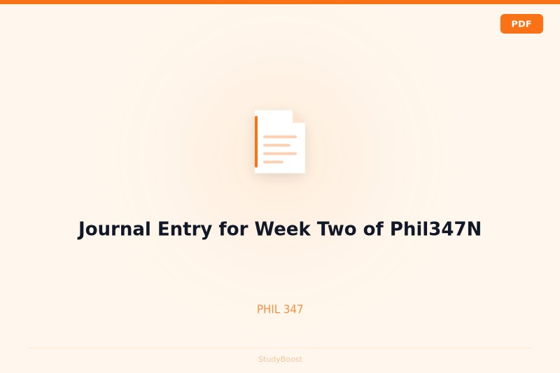 Journal Entry for Week Two of Phil347N