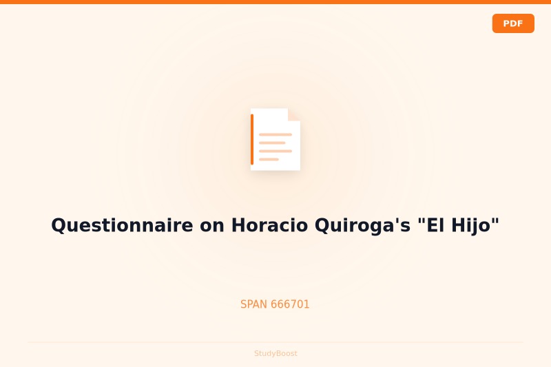 Questionnaire on Horacio Quiroga's "El Hijo"