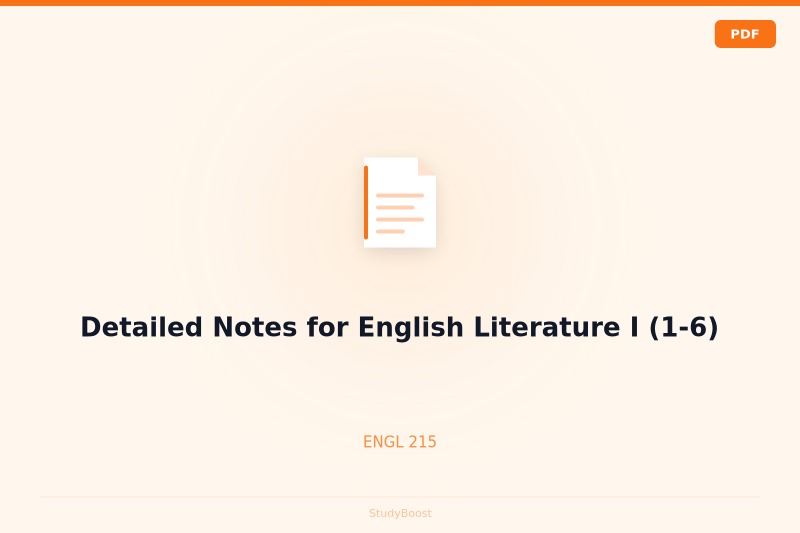 Detailed Notes for English Literature I (1-6)