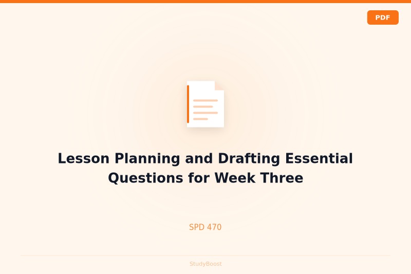 Lesson Planning and Drafting Essential Questions for Week Three