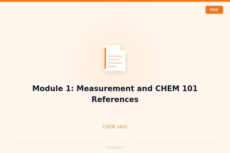 Module 1: Measurement and CHEM 101 References
