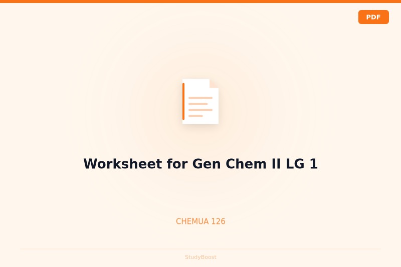 Worksheet for Gen Chem II LG 1