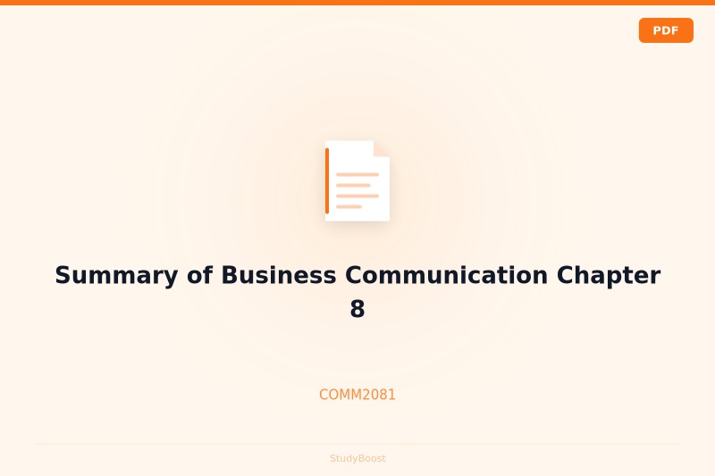Summary of Business Communication Chapter 8