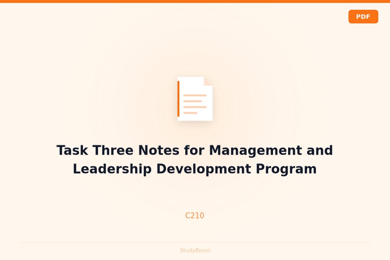 Task Three Notes for Management and Leadership Development Program