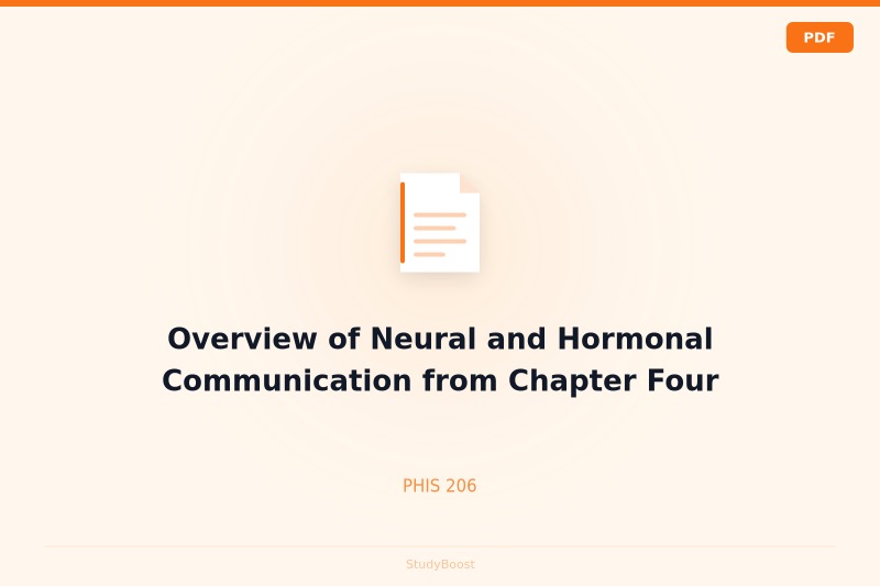 Overview of Neural and Hormonal Communication from Chapter Four