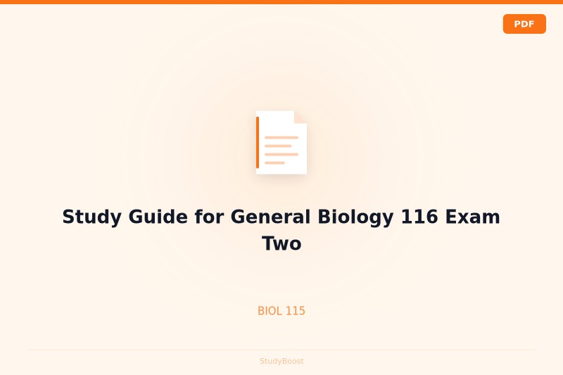 Study Guide for General Biology 116 Exam Two