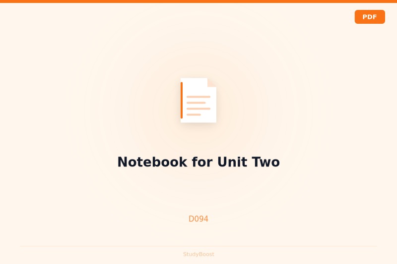 Notebook for Unit Two