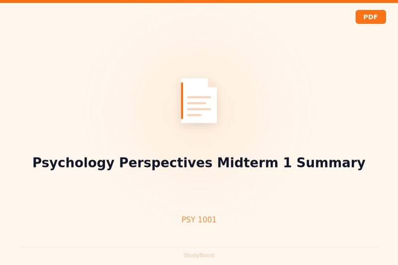 Psychology Perspectives Midterm 1 Summary