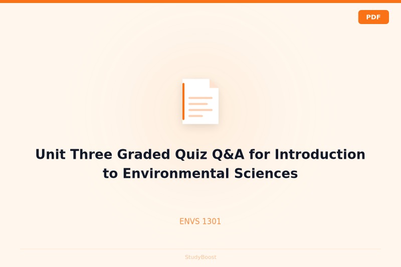 Unit Three Graded Quiz Q&A for Introduction to Environmental Sciences