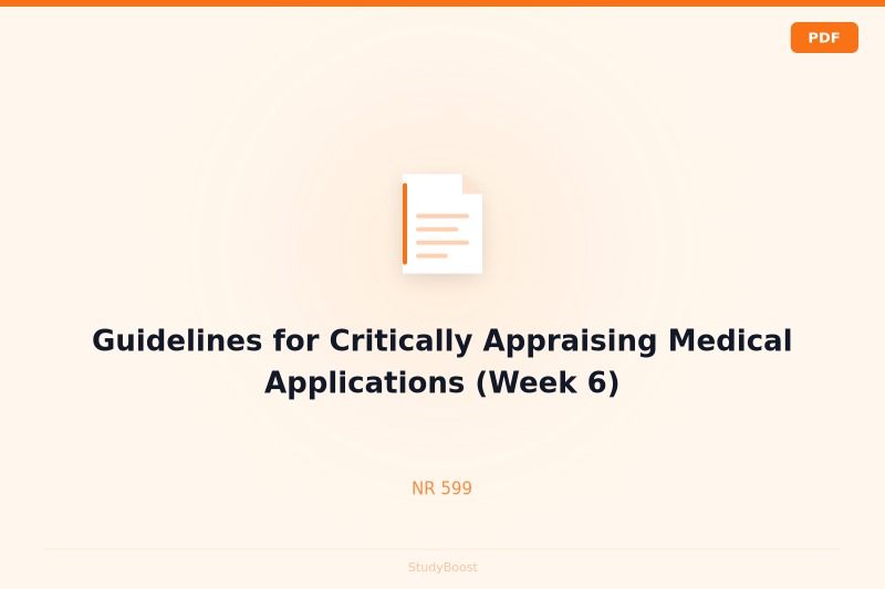 Guidelines for Critically Appraising Medical Applications (Week 6)