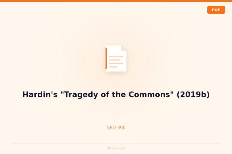 Hardin's "Tragedy of the Commons" (2019b)
