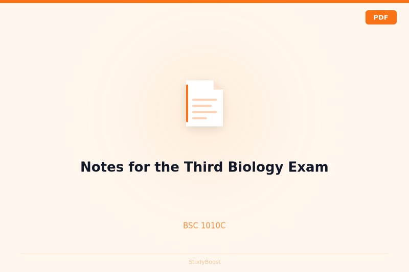 Notes for the Third Biology Exam