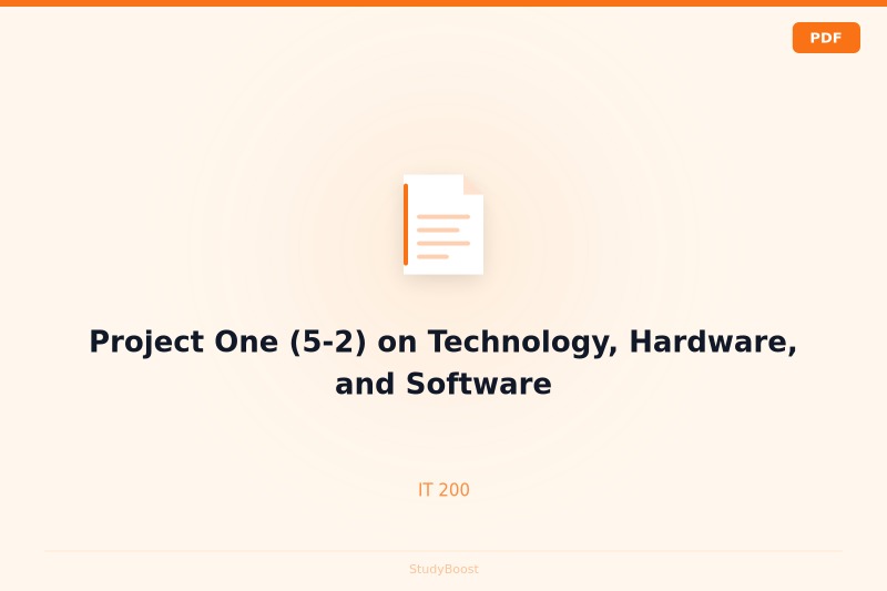 Project One (5-2) on Technology, Hardware, and Software