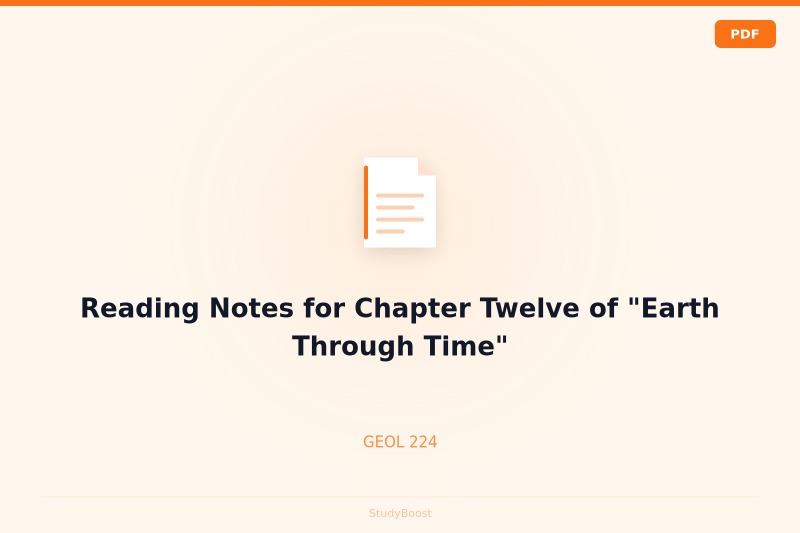 Reading Notes for Chapter Twelve of "Earth Through Time"