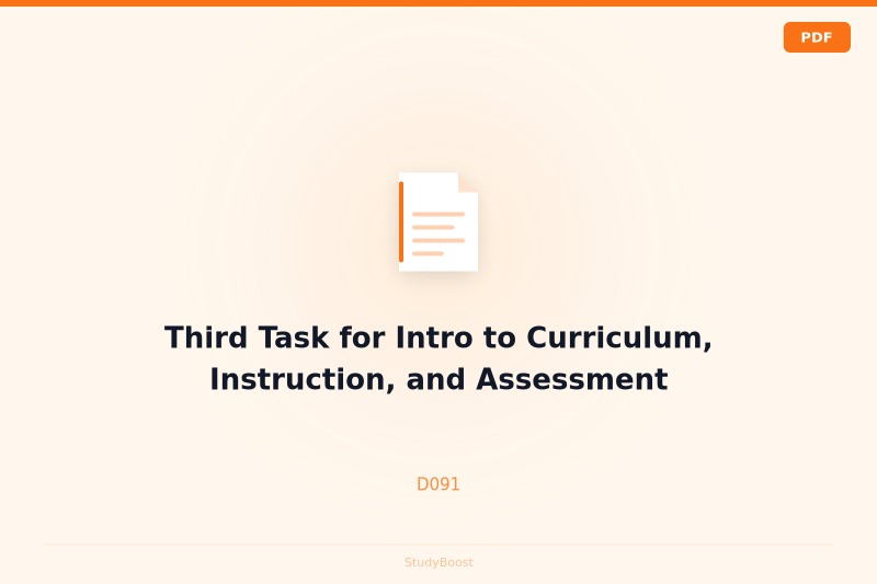 Third Task for Intro to Curriculum, Instruction, and Assessment