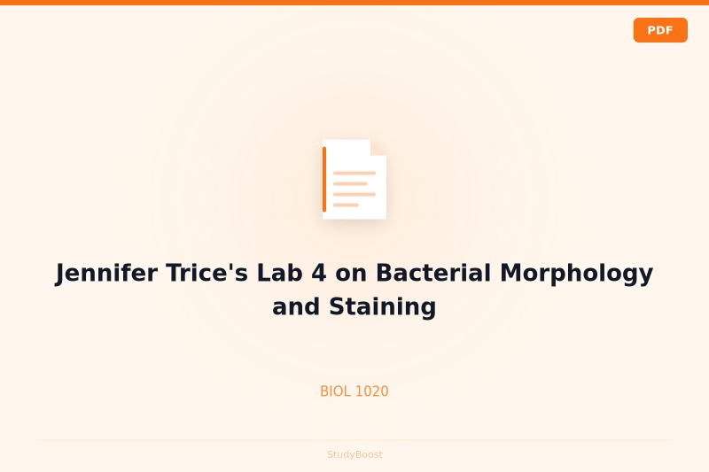 Jennifer Trice's Lab 4 on Bacterial Morphology and Staining
