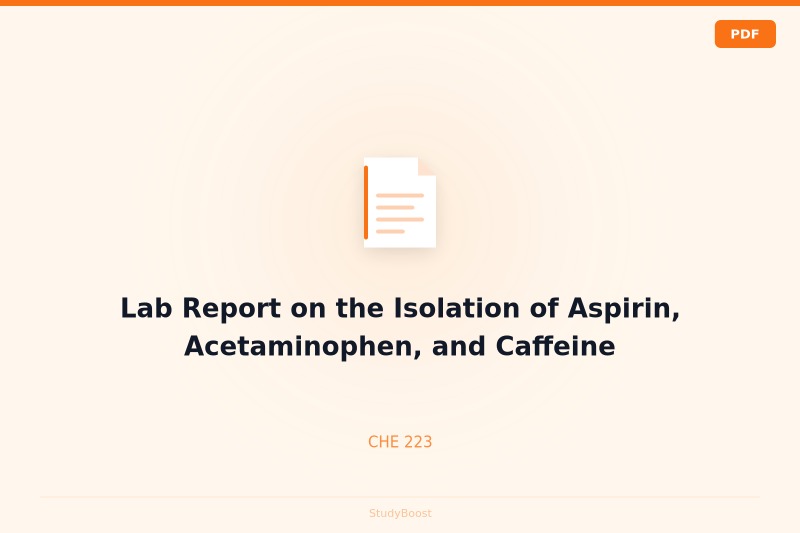 Lab Report on the Isolation of Aspirin, Acetaminophen, and Caffeine