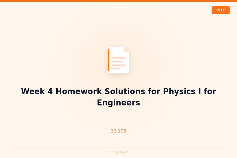 Week 4 Homework Solutions for Physics I for Engineers