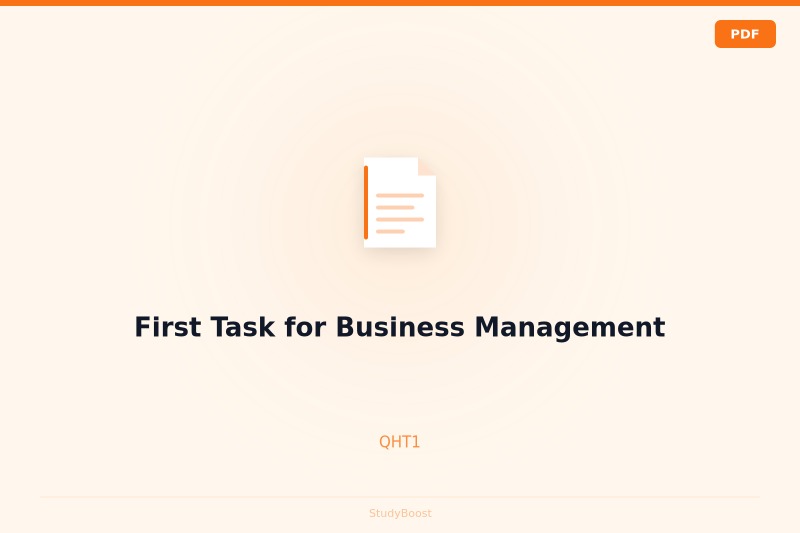 First Task for Business Management
